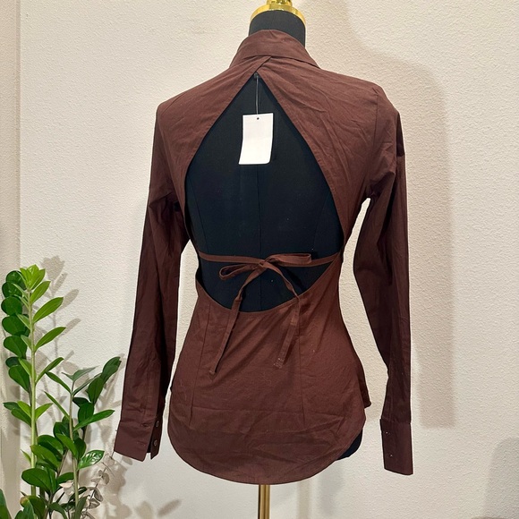 H&M Brown Open-Back Button-Down Shirt - Picture 3 of 4